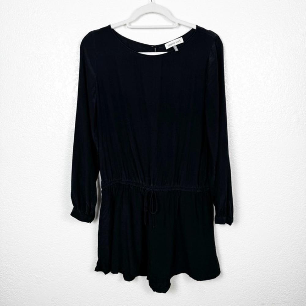 Amour Vert Black Long Sleeve Romper 100% Silk Size Large